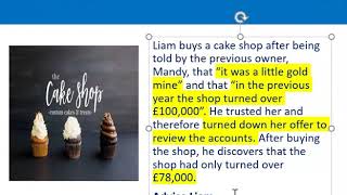 How to apply misrepresentation Liam cupcake scenario [upl. by Dnarb]