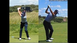 Justin Thomas golf swing  Long Iron faceon amp downtheline July 2017 [upl. by Hope]