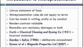 Misrepresentation Lecture 1 of 4 [upl. by Novla670]